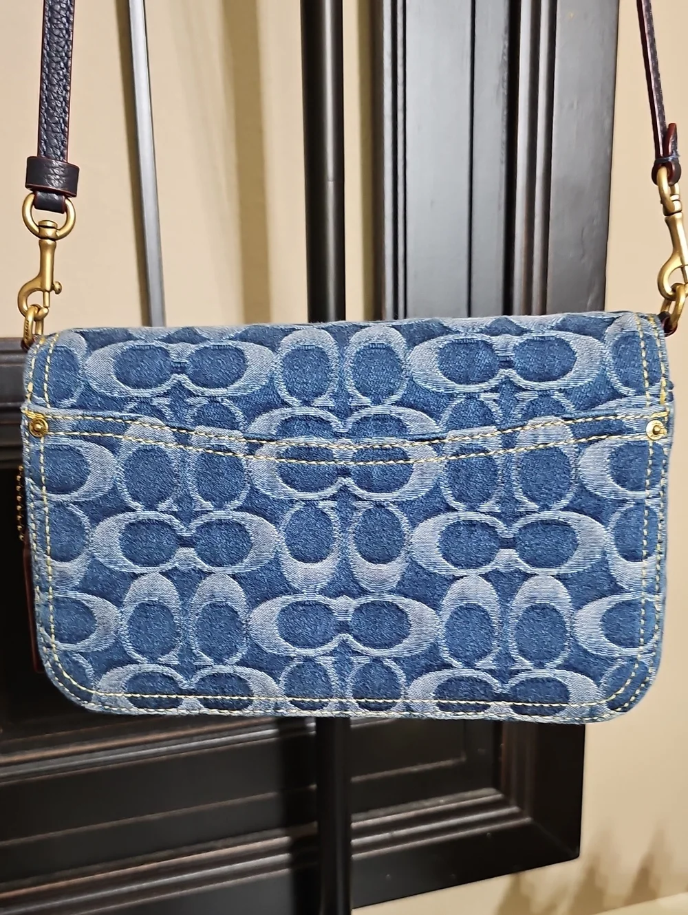 Coach Denim Blue Monogram Signature Crossbody Bag
